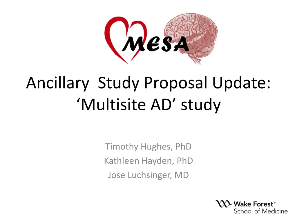 ancillary study proposal update multisite ad study