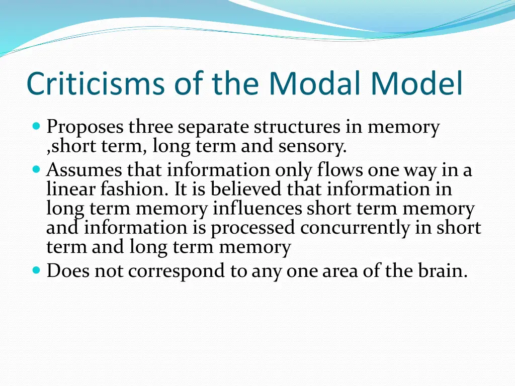 criticisms of the modal model