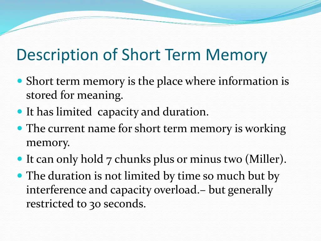 description of short term memory