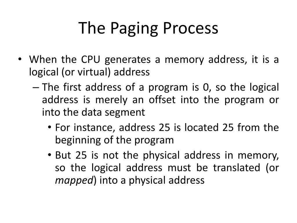 the paging process