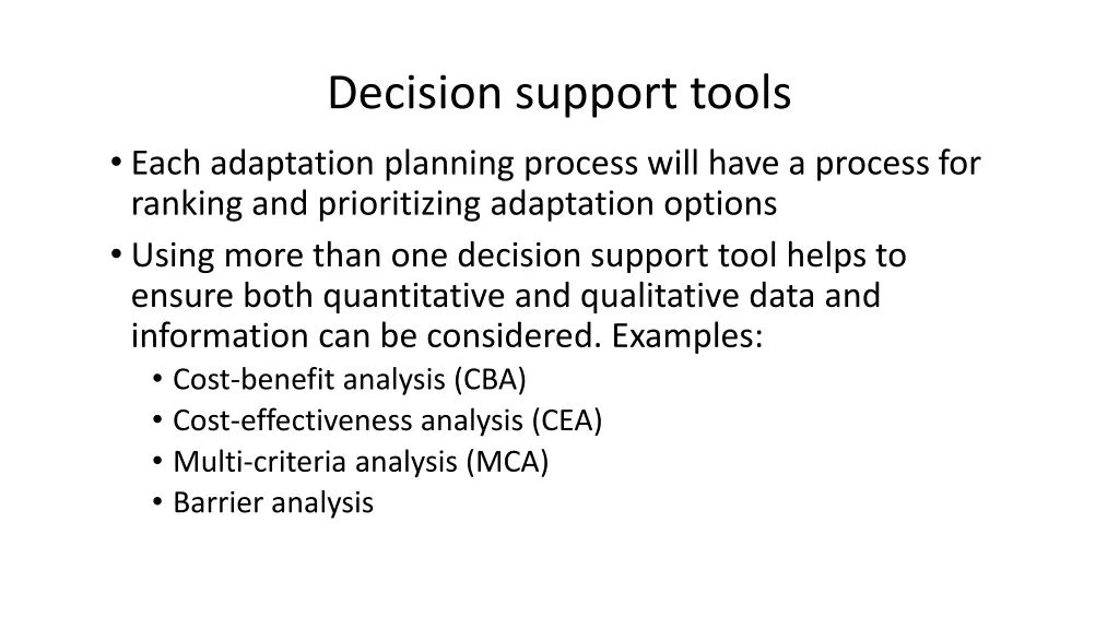 decision support tools