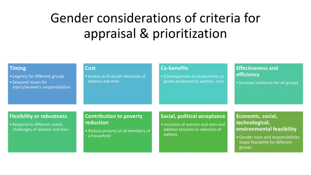 gender considerations of criteria for appraisal