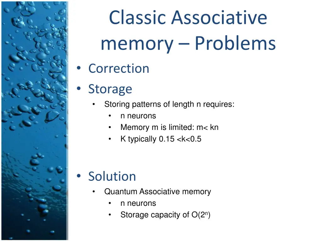 classic associative memory problems correction