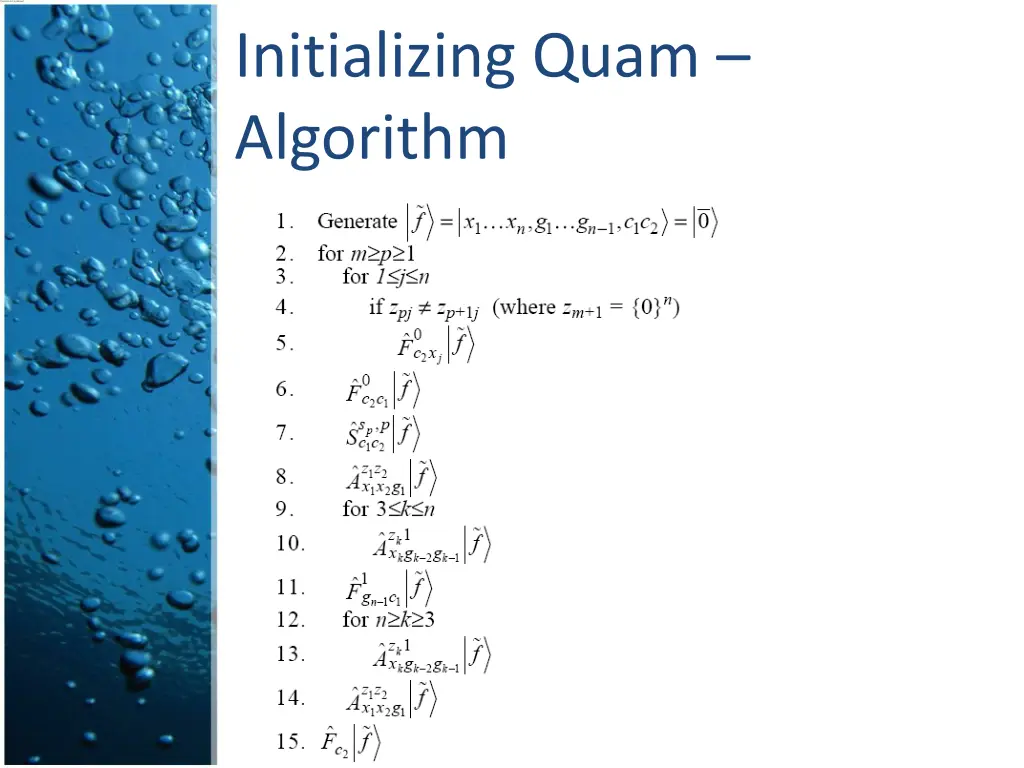 initializing quam algorithm