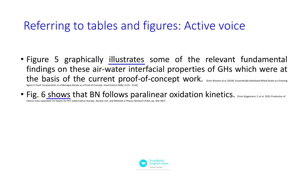referring to tables and figures active voice