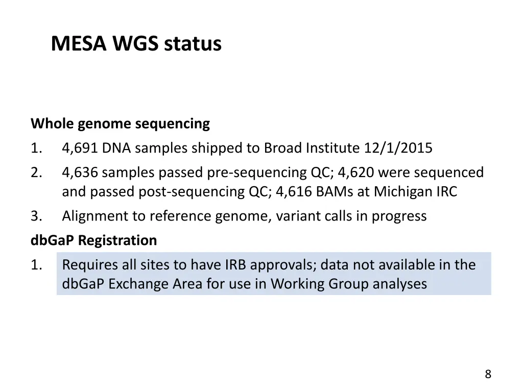 mesa wgs status
