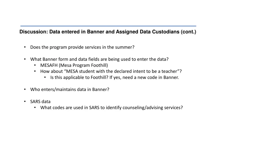discussion data entered in banner and assigned 1