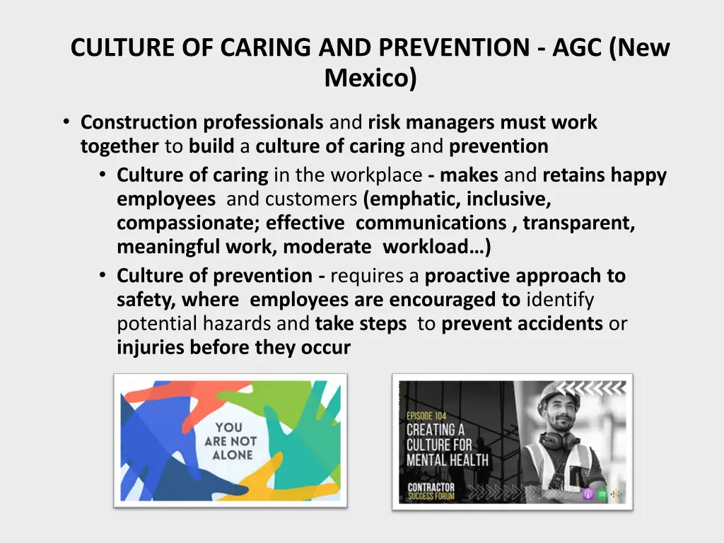 culture of caring and prevention agc new mexico