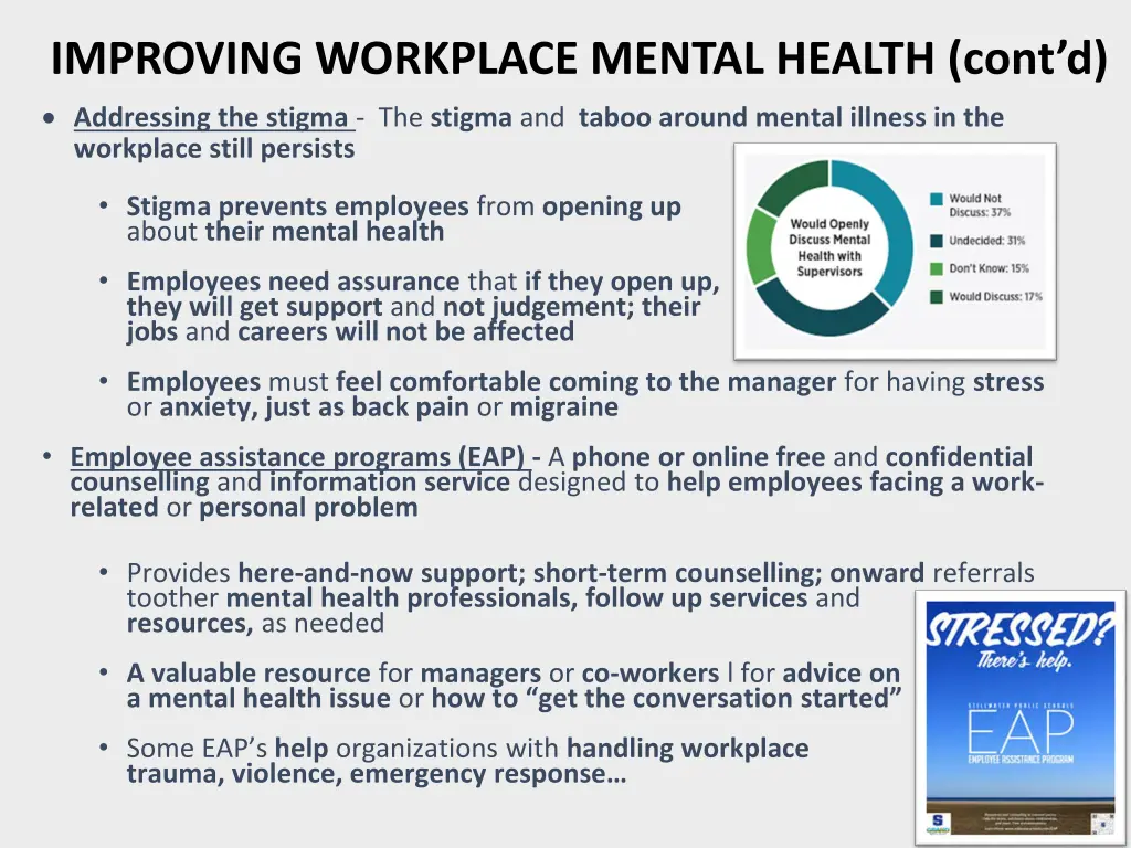 improving workplace mental health cont