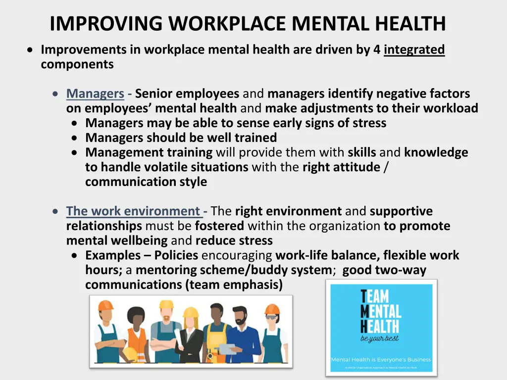 improving workplace mental health improvements