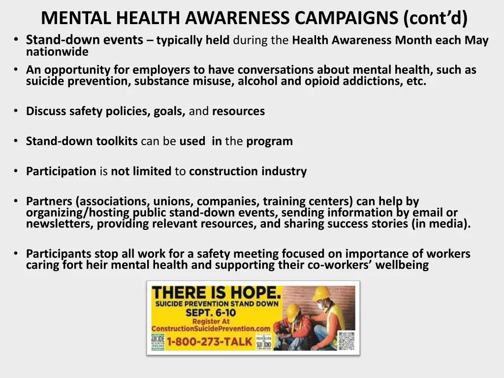 mental health awareness campaigns cont d stand