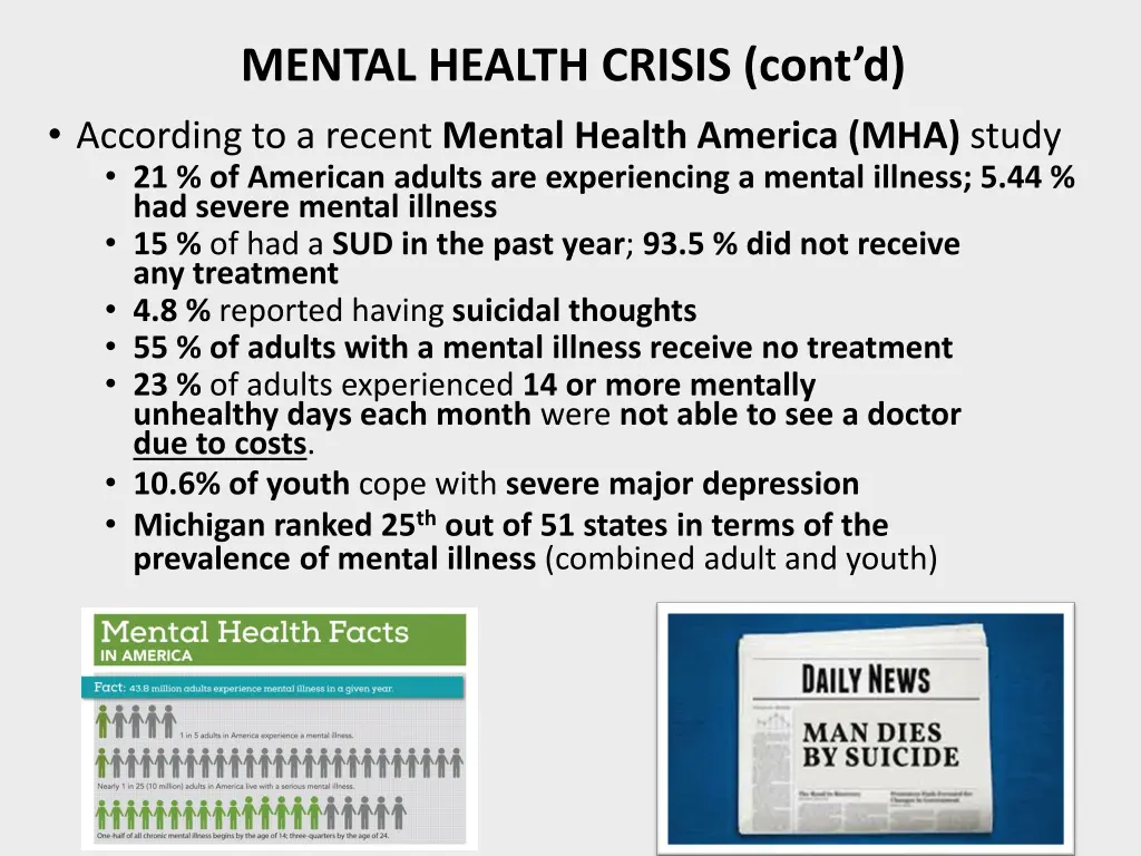 mental health crisis cont d according to a recent