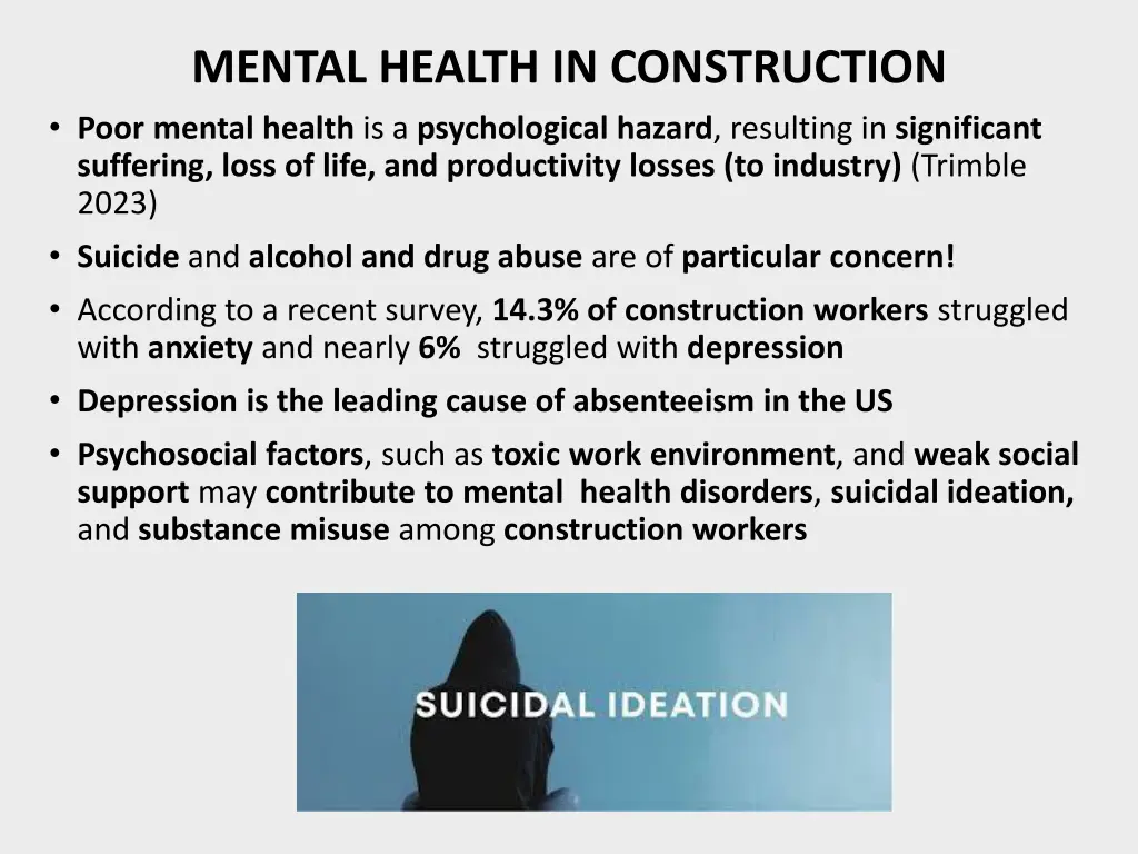 mental health in construction poor mental health