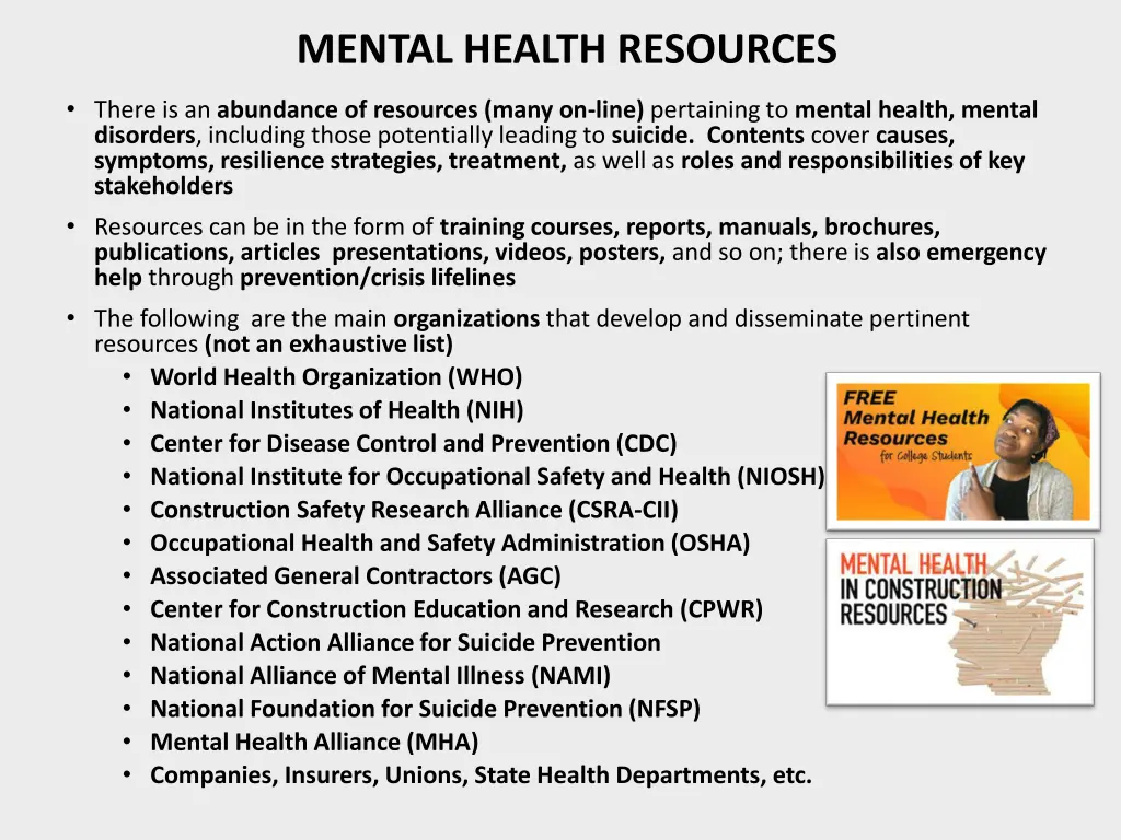 mental health resources