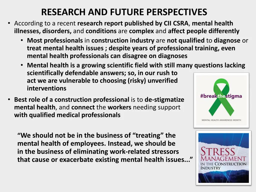 research and future perspectives according