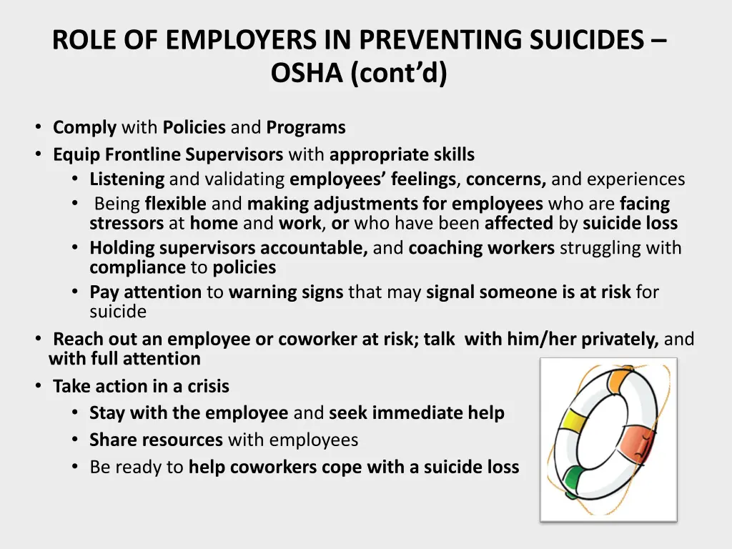 role of employers in preventing suicides osha 1