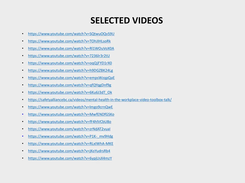 selected videos