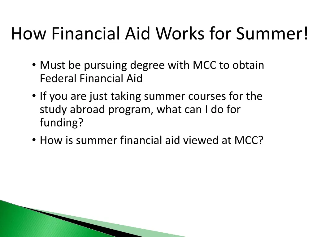 how financial aid works for summer