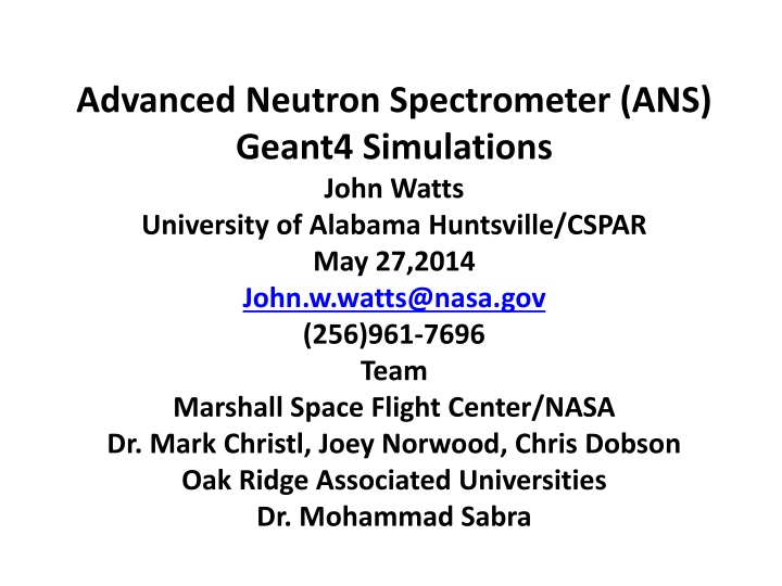 advanced neutron spectrometer ans geant4