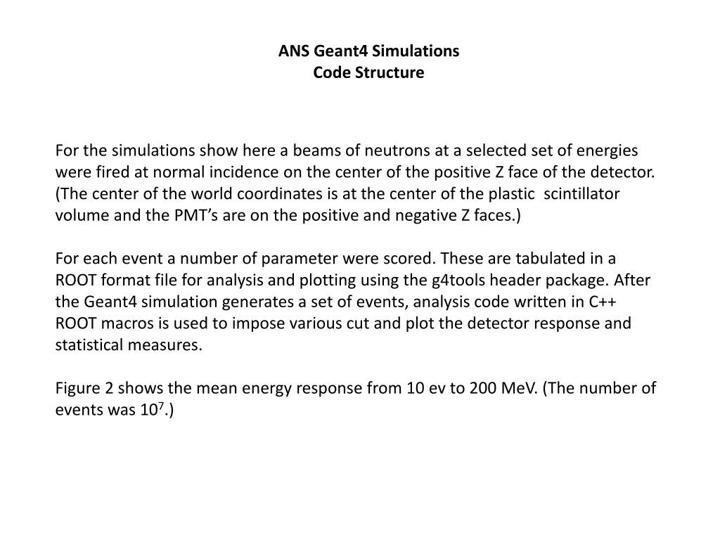 ans geant4 simulations code structure 1