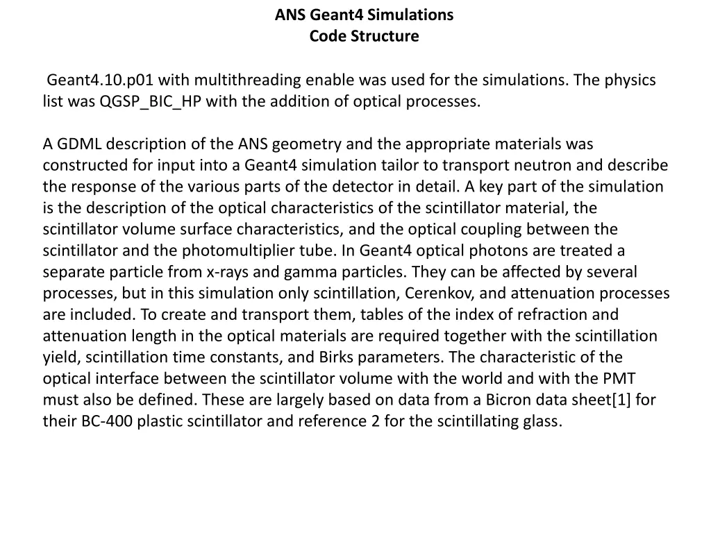 ans geant4 simulations code structure