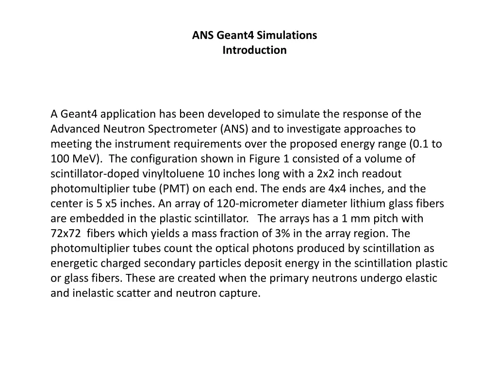 ans geant4 simulations introduction