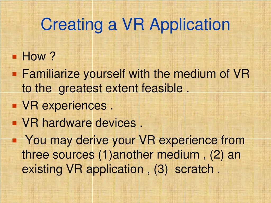 creating a vr application