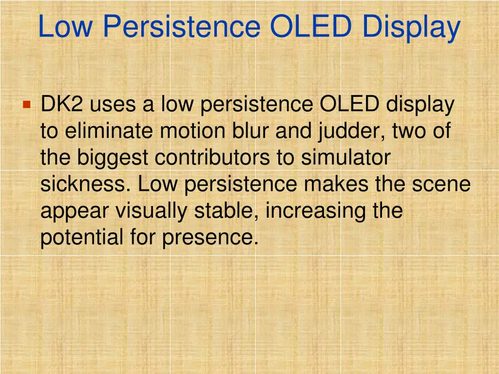low persistence oled display