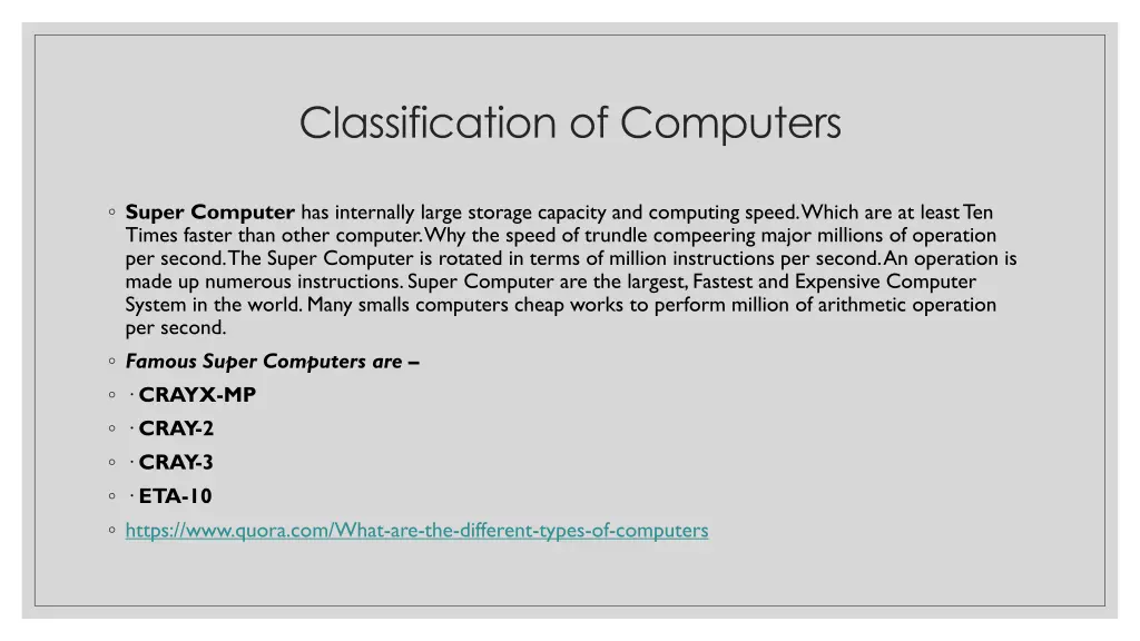 classification of computers