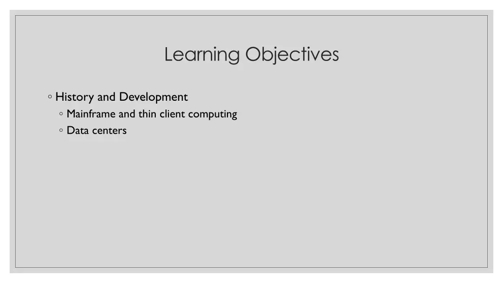 learning objectives