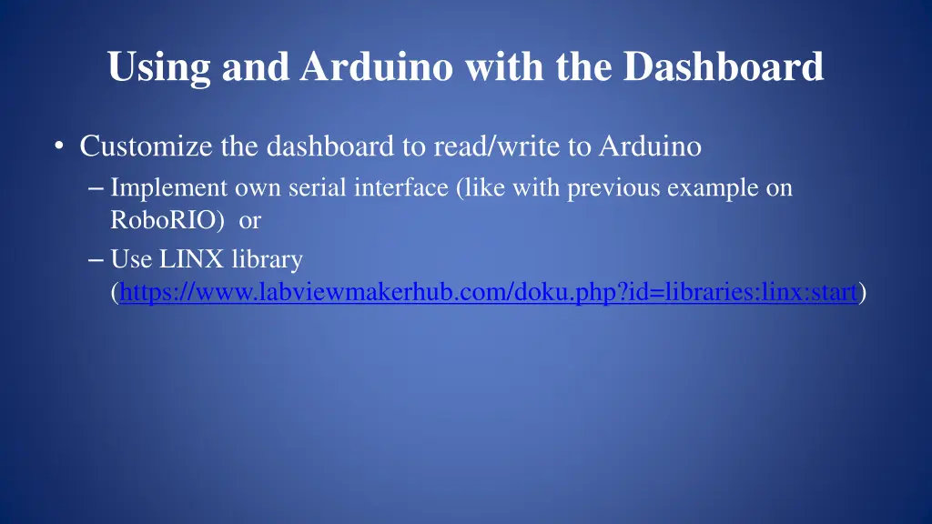 using and arduino with the dashboard 1