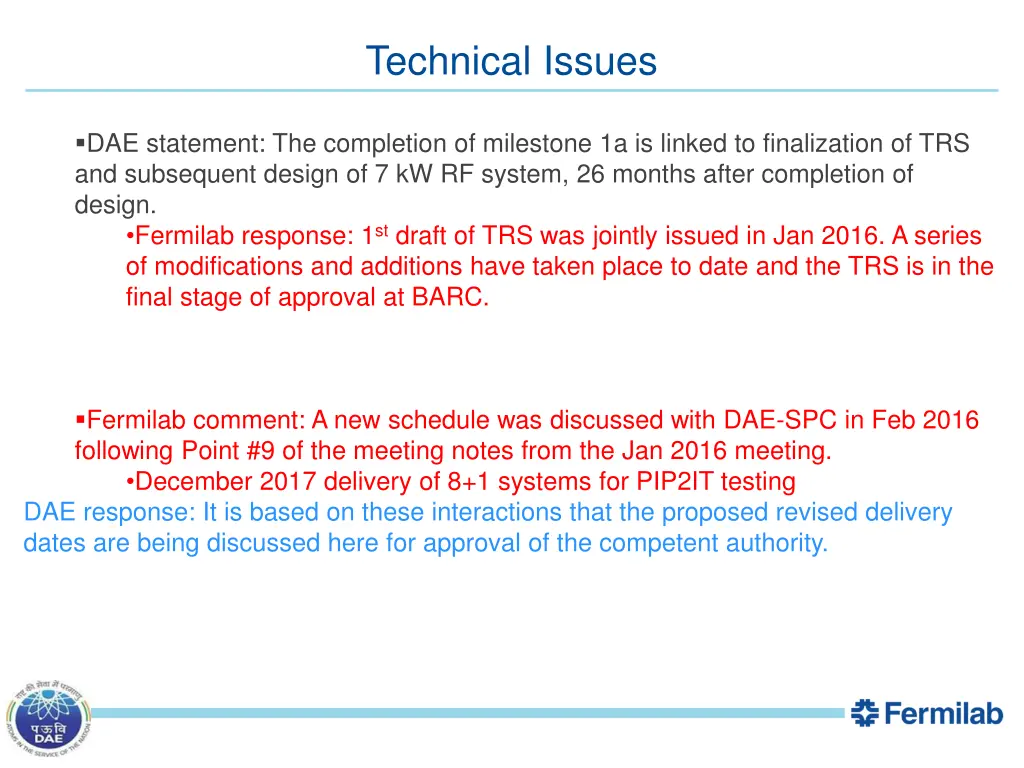 technical issues