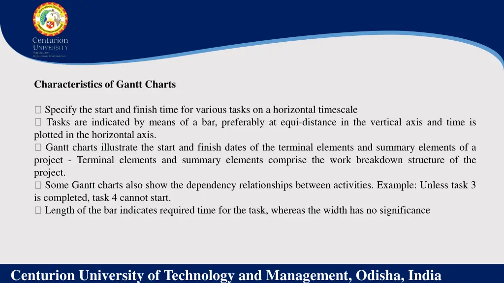 characteristics of gantt charts
