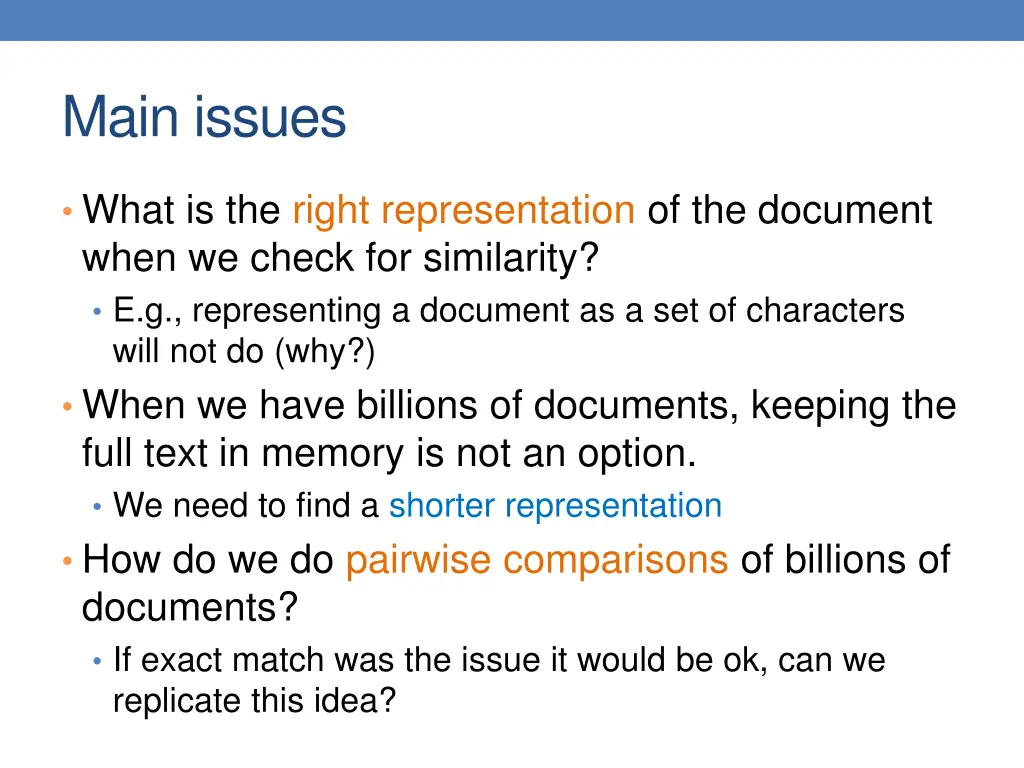 main issues