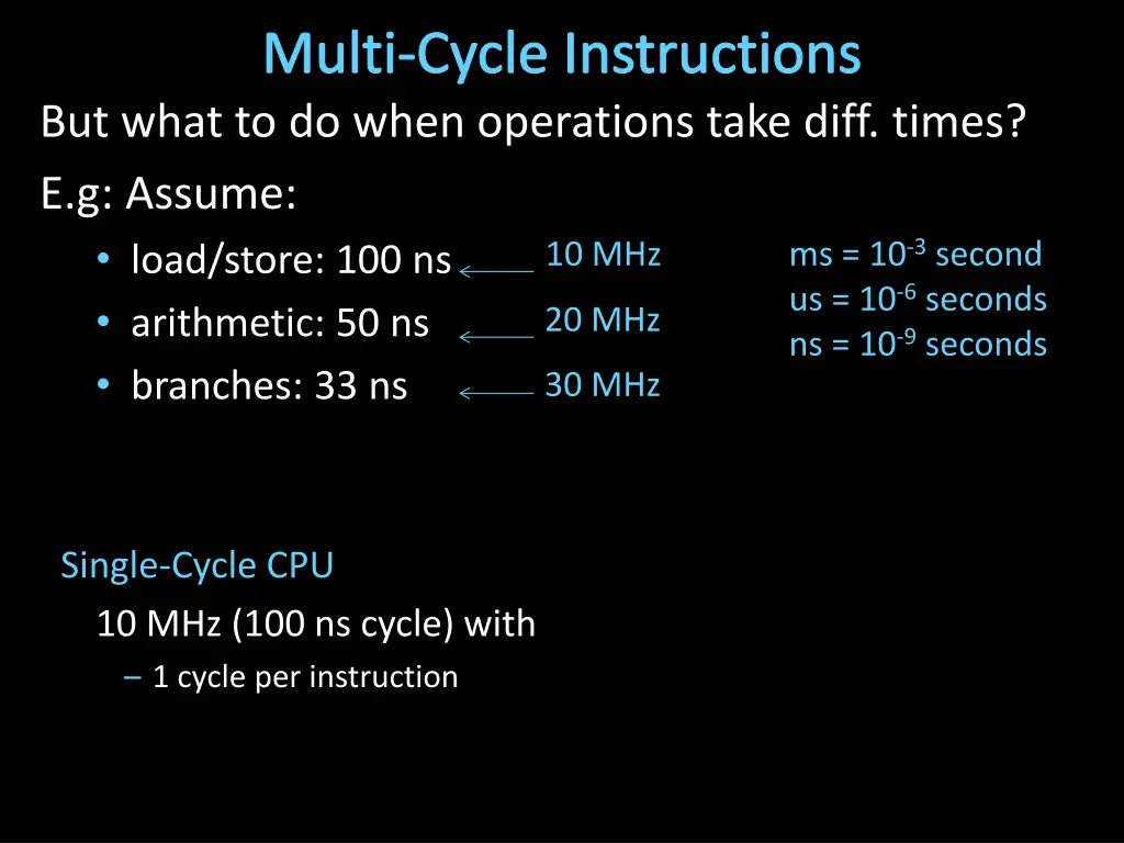 multi cycle instructions but what to do when