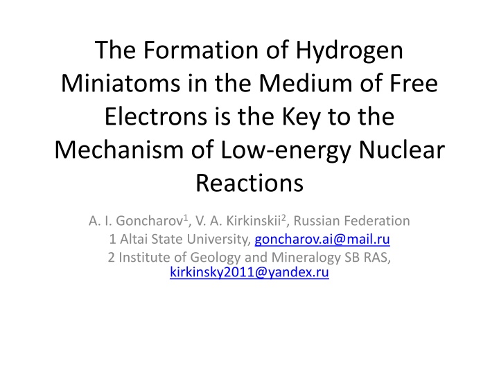 the formation of hydrogen miniatoms in the medium