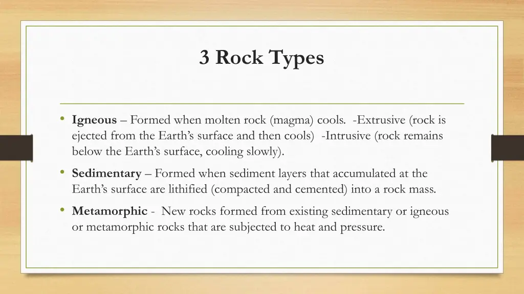 3 rock types