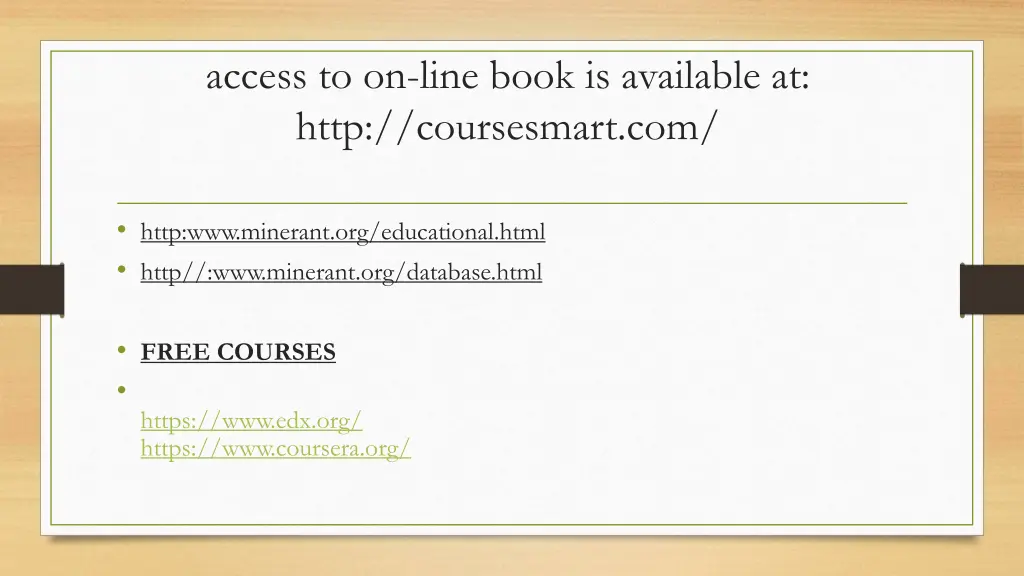 access to on line book is available at http