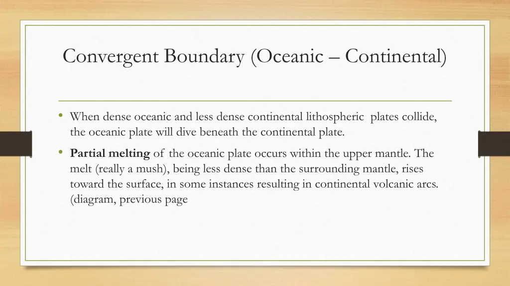 convergent boundary oceanic continental