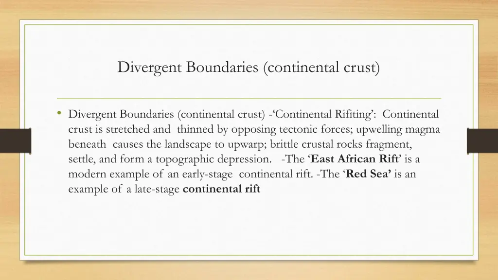divergent boundaries continental crust