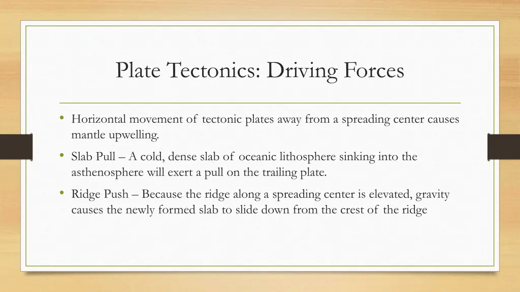 plate tectonics driving forces