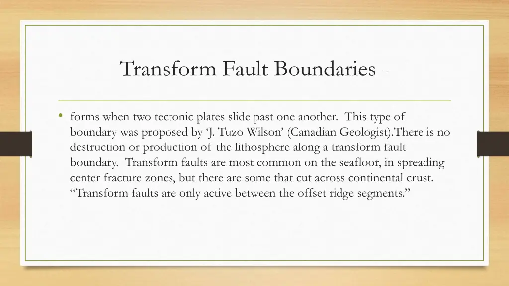 transform fault boundaries