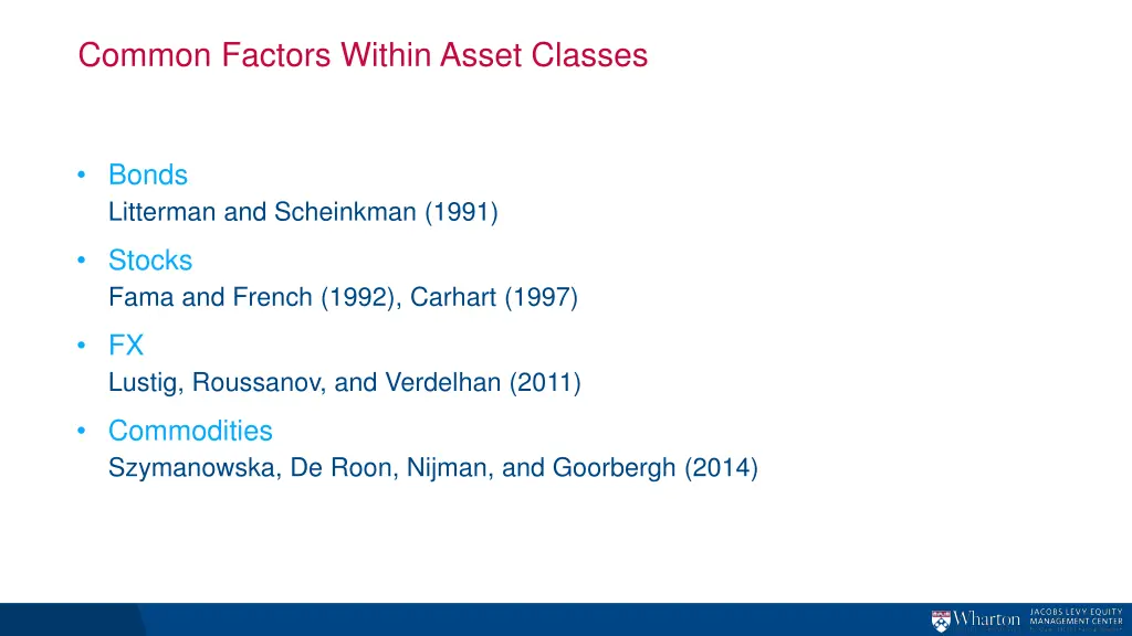 common factors within asset classes