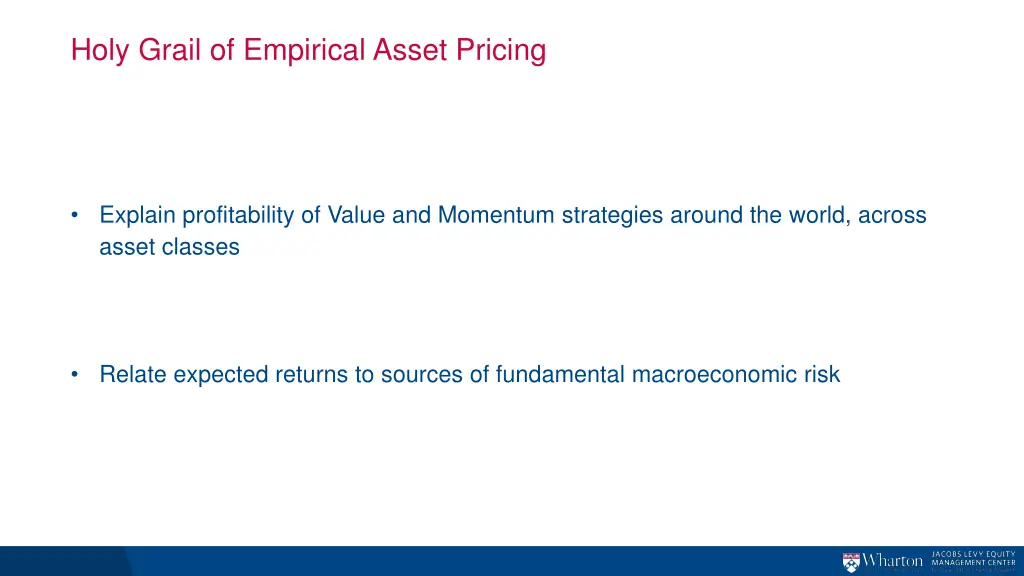 holy grail of empirical asset pricing