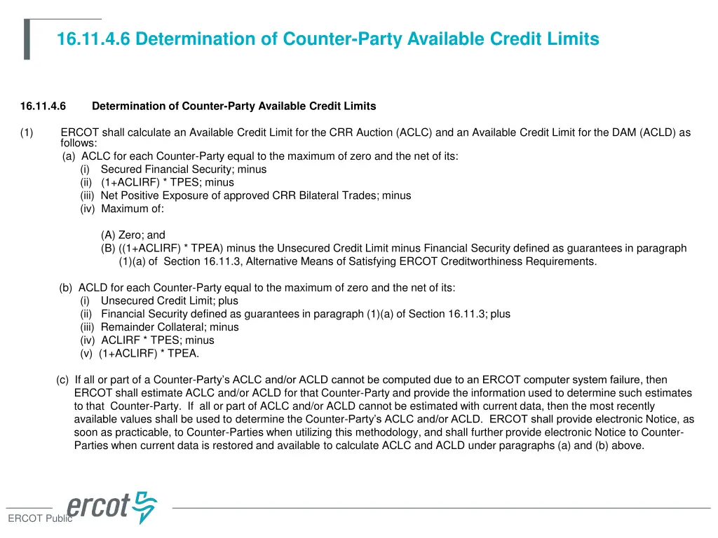 16 11 4 6 determination of counter party