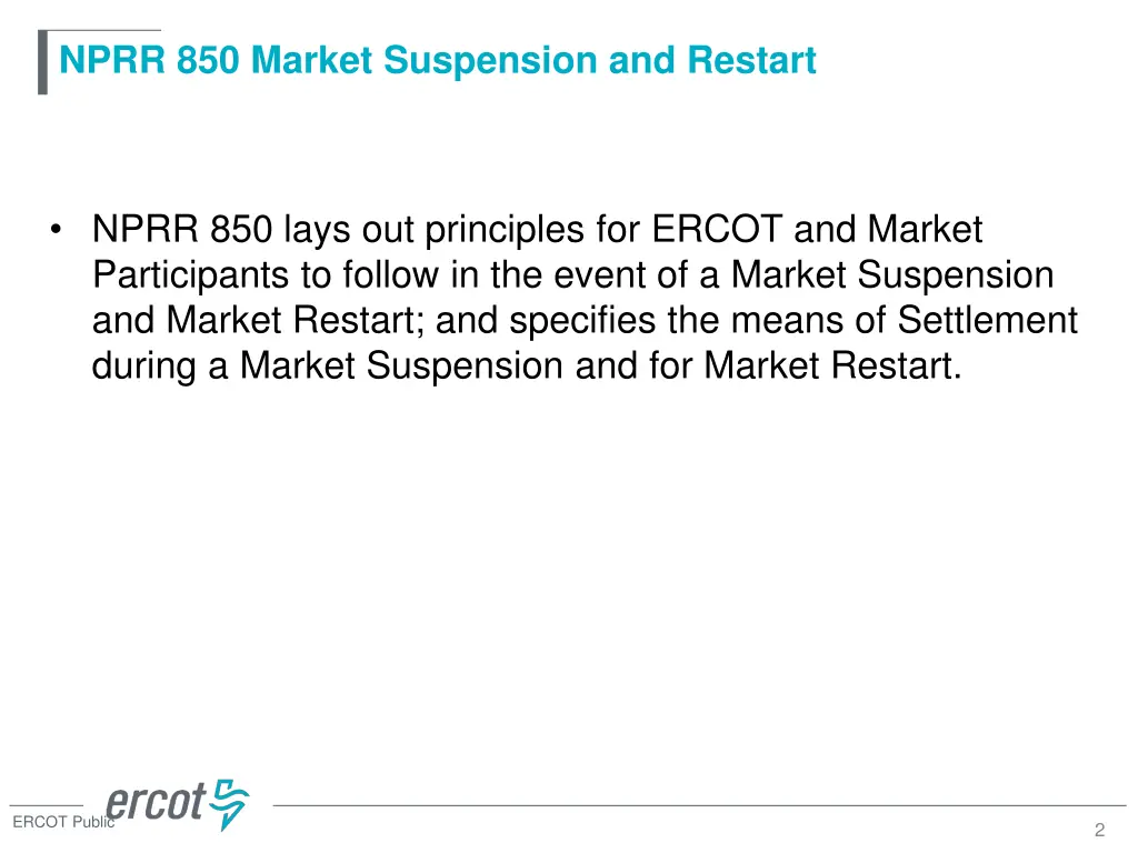 nprr 850 market suspension and restart 1