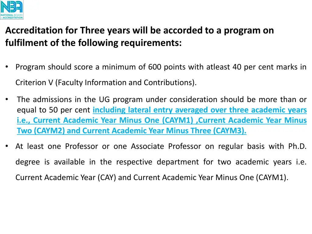 accreditation for three years will be accorded 1