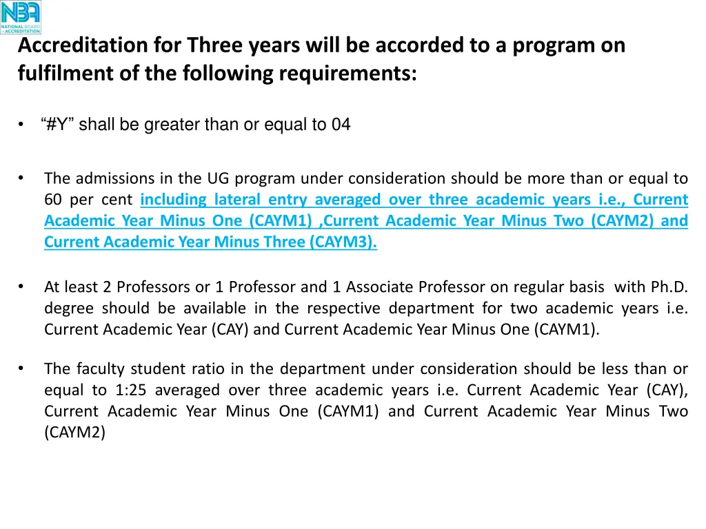 accreditation for three years will be accorded