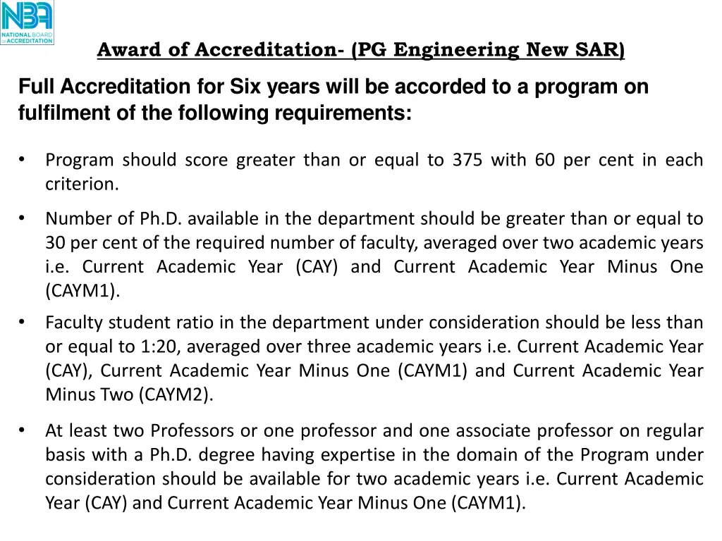 award of accreditation pg engineering new sar