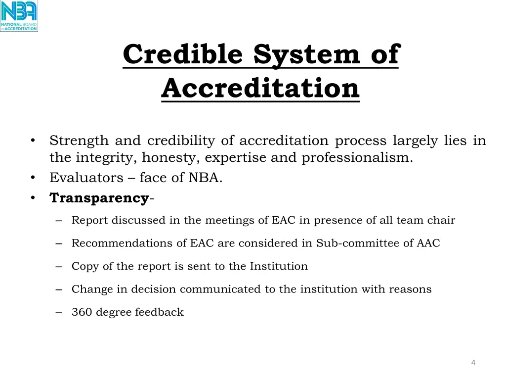 credible system of accreditation